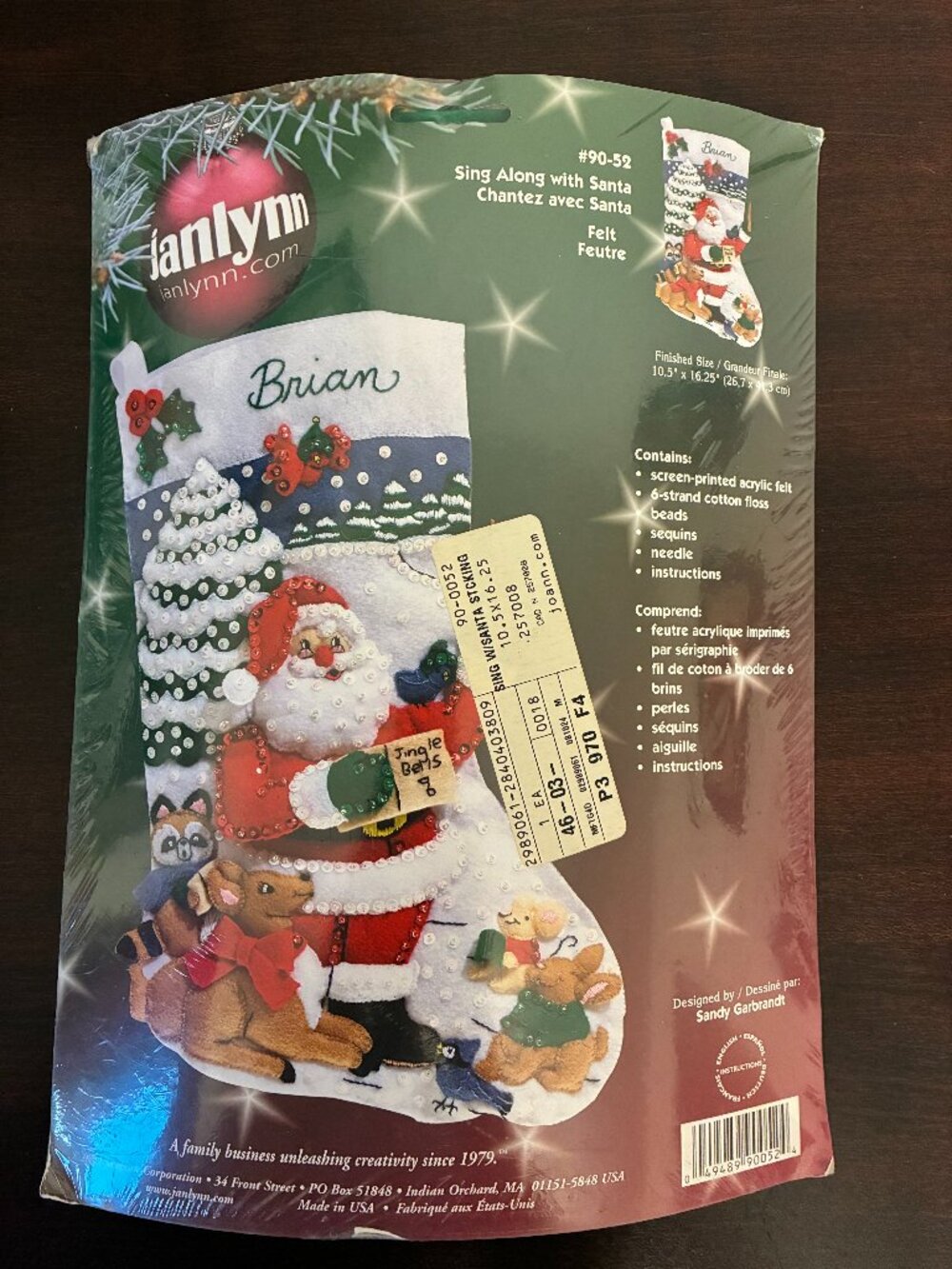NEW Janlynn Christmas Stocking Kit Felt Beads Sequins